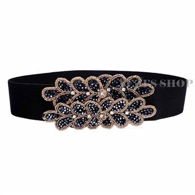 Cinturón azul marino con estampados de 8 cm de ancho